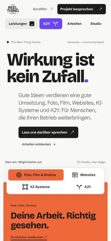 Unsere Studio-Website auf dem Handy